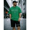 2026 New Arrival Mens Summer Casual Short-Sleeve T-Shirt and Shorts Set with Letter Print Everyday Casual and Sporty Fashion Set
