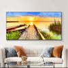 Landscape Sunset Lake Flying Bird Boat Sky Canvas Painting Posters and Prints Wall Art Pictures Living Room Home Decor No Frame No Frame