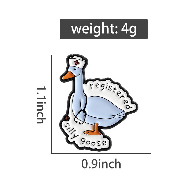 Registered Silly Goose Enamel Pins Cartoon Animal Stethoscope Brooch Lapel Badges Cute Nurse Medical Jewelry Gift for Friends