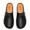 Men's Breathable Leather Slip-On Mules: Closed-Toe, Thick-Sole, Non-Slip Casual Shoes