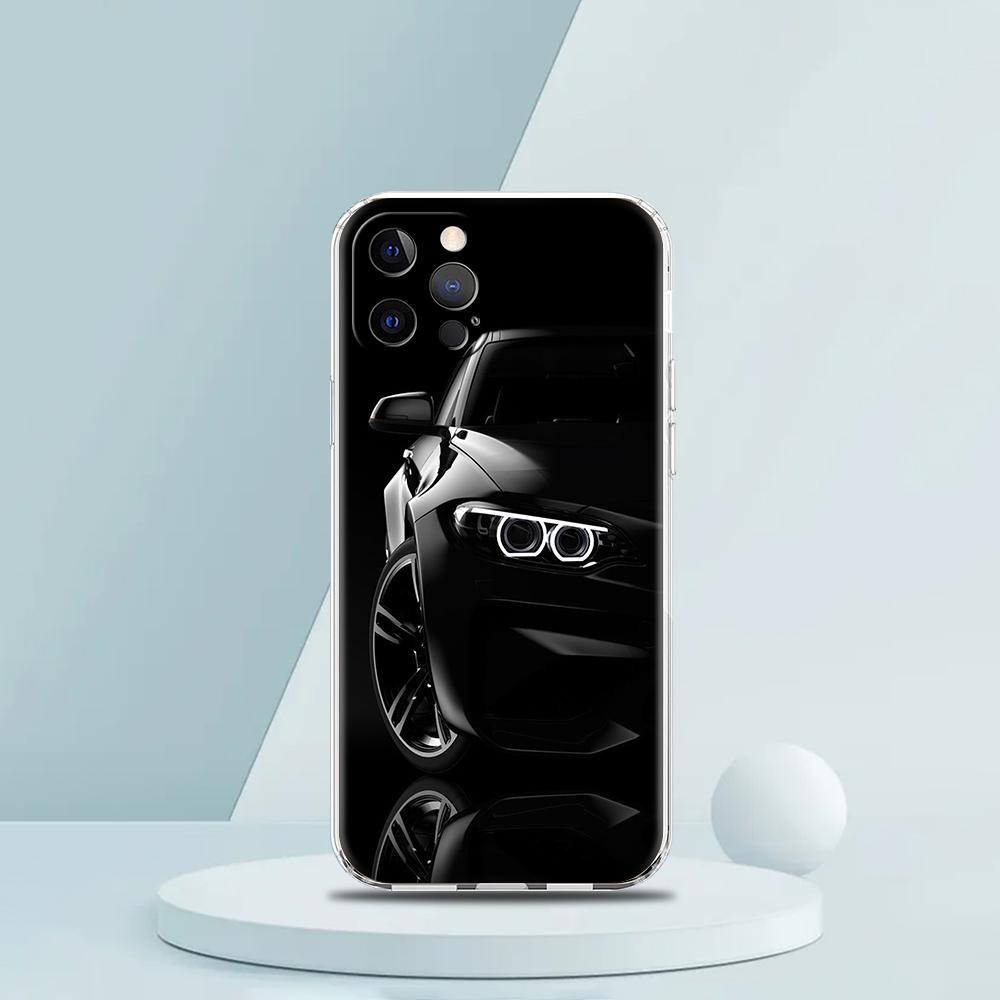 Cool Sports Black Car Phone Case for iPhone 16 15 14 13 12 Pro Max Cover Transparent for iPhone 11 Pro Max 7 8 Plus XS XR Bags