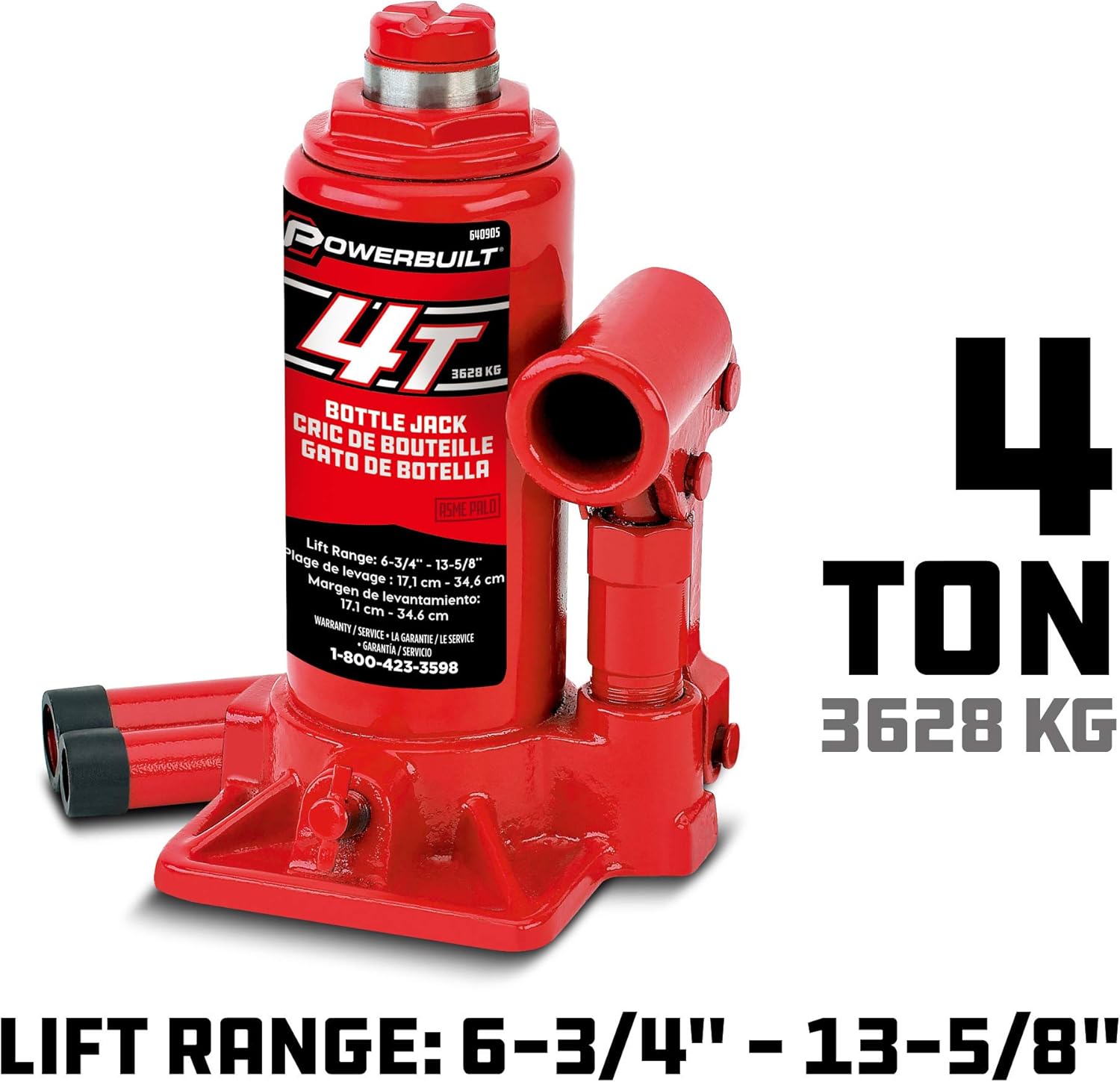 Сверхмощный 4-тонный бутылочный домкрат, гидравлический автомобильный подъемник грузоподъемностью 8000 фунтов, для автомобилей, грузовиков, красный 640905 4 Ton