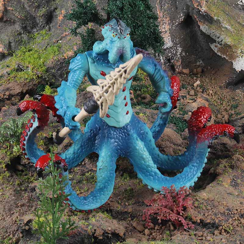 Marine Green Crab Monster Octopus Mythology Animal Action Figures Western Warcraft Warrior With Weapons Miniature Toys Kids Gift