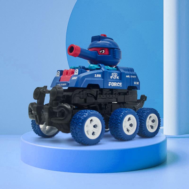 1 Piece Gift For Boys Girls Collision Deformation Can Launch Tank Simulation Walking Six-Wheel Inertial Off-Road Vehicle Model