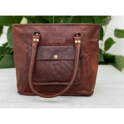 Genuine Leather Tote Shoulder Bag Lightweight Large Compartment Women Vintage