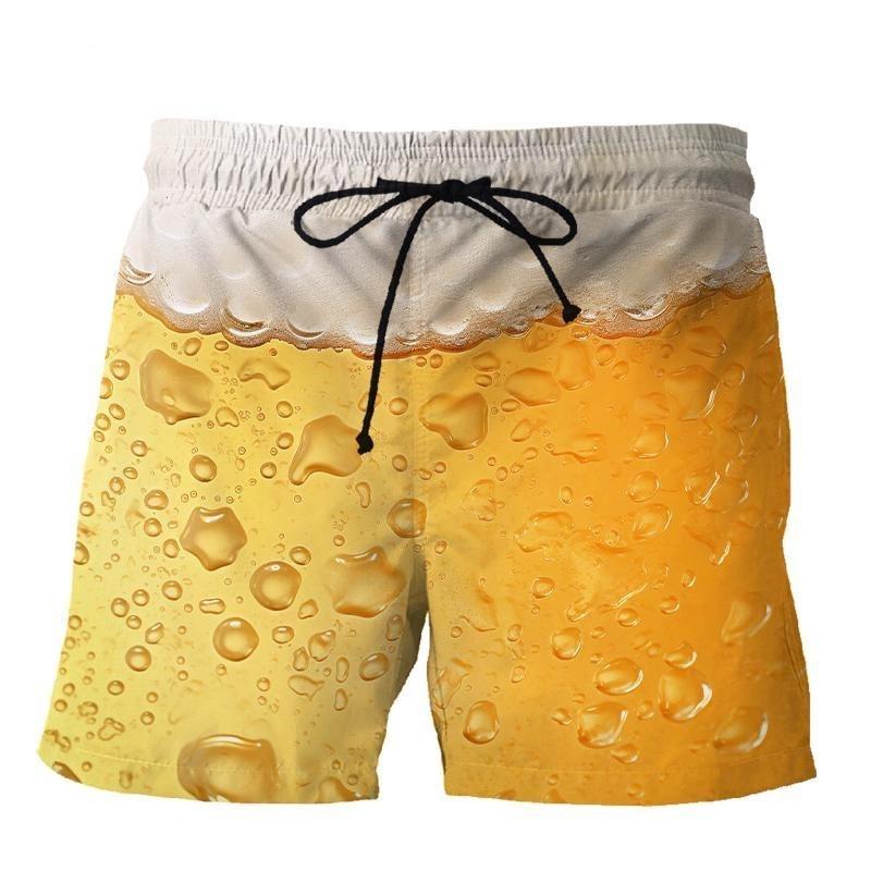 

3D-принт забавные пивные пляжные шорты для мужчин хип-хоп крутые свободные шорты летняя мода повседневные плавки мужская одежда 2XL