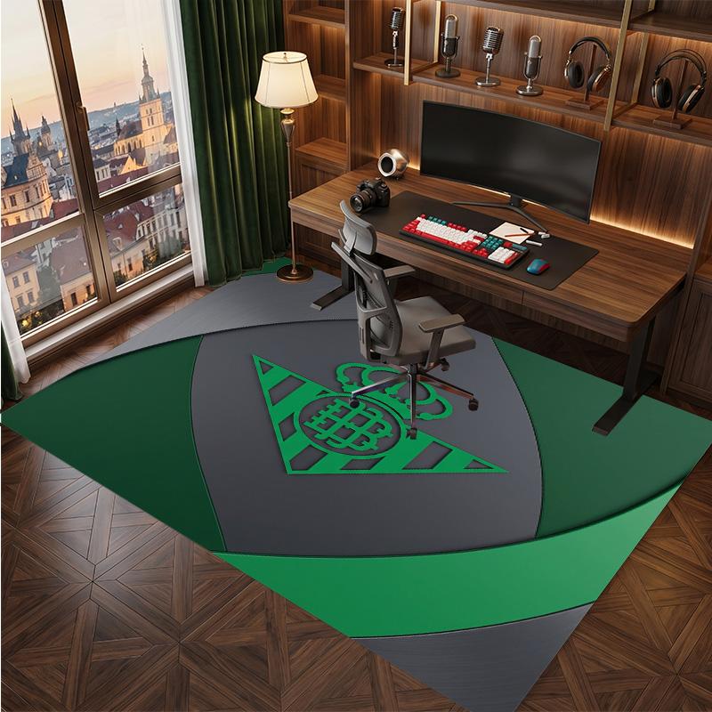 Real Betis Football Print Crystal Velvet Rug, Comfortable Water Absorbent Non Slip Indoor Floor Carpet