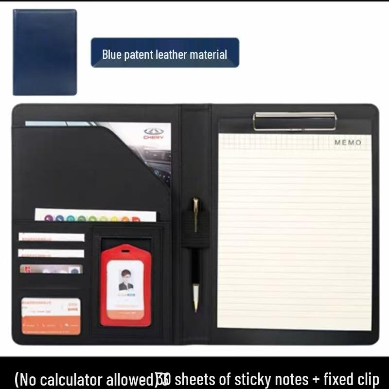 A4 Leather Business Folder with Calculator and Notepad Holder