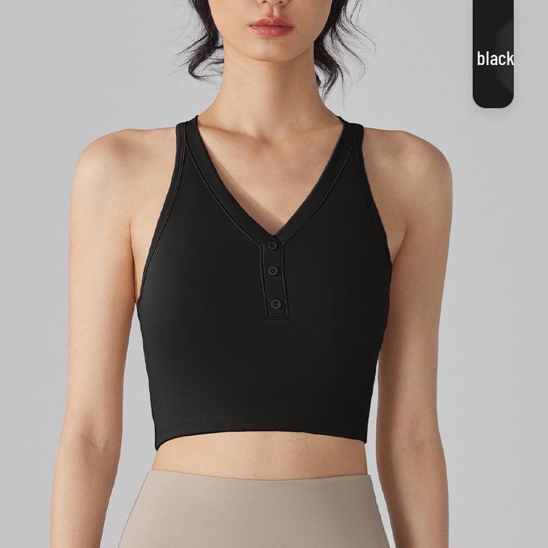 

5A Antibacterial V-neck Crossback Yoga Bra with Chest Pads S