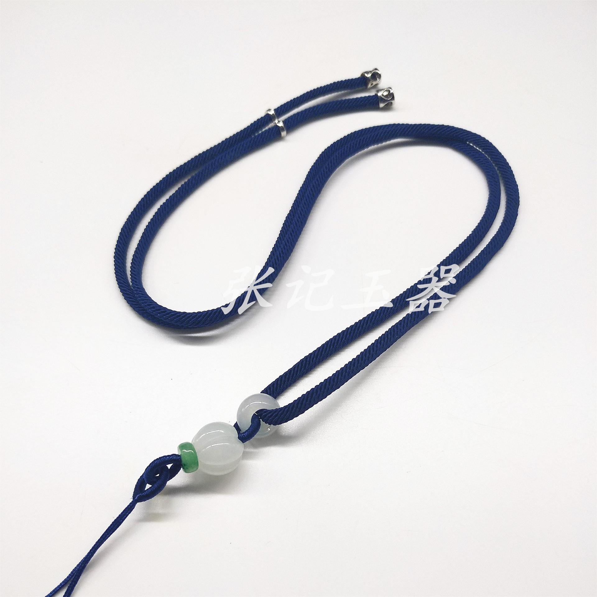 Handmade Ethnic Braided Necklace Cord with Jade Flower Pendant