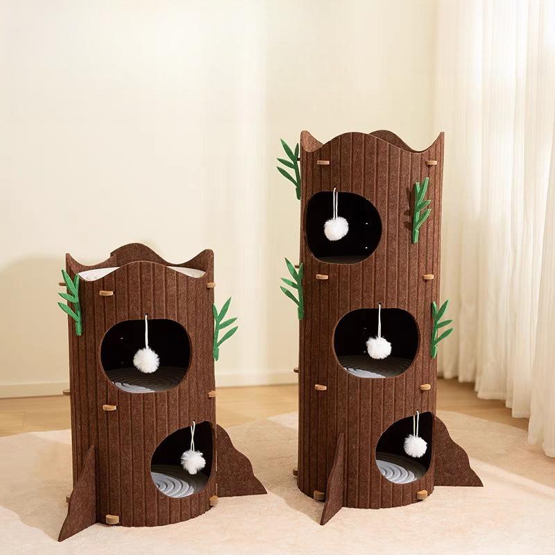 Multi Layer Cat House 4 Seasons Cat Tree with Scratching Board Enclosed Warm Cat Cave for Winter