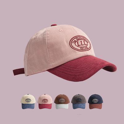 New Letter Baseball Cap Dopamine Color Blocking Embroidered Baseball Cap for Women with Versatile Face Showing Small Soft Top Baseball Cap