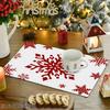 4pcs/6pcs Red Snowflake Placemats Suitable for Dining Table Decor, Christmas Table Mats with Snowflake Pattern, Rectangular Kitchen & Restaurant Table