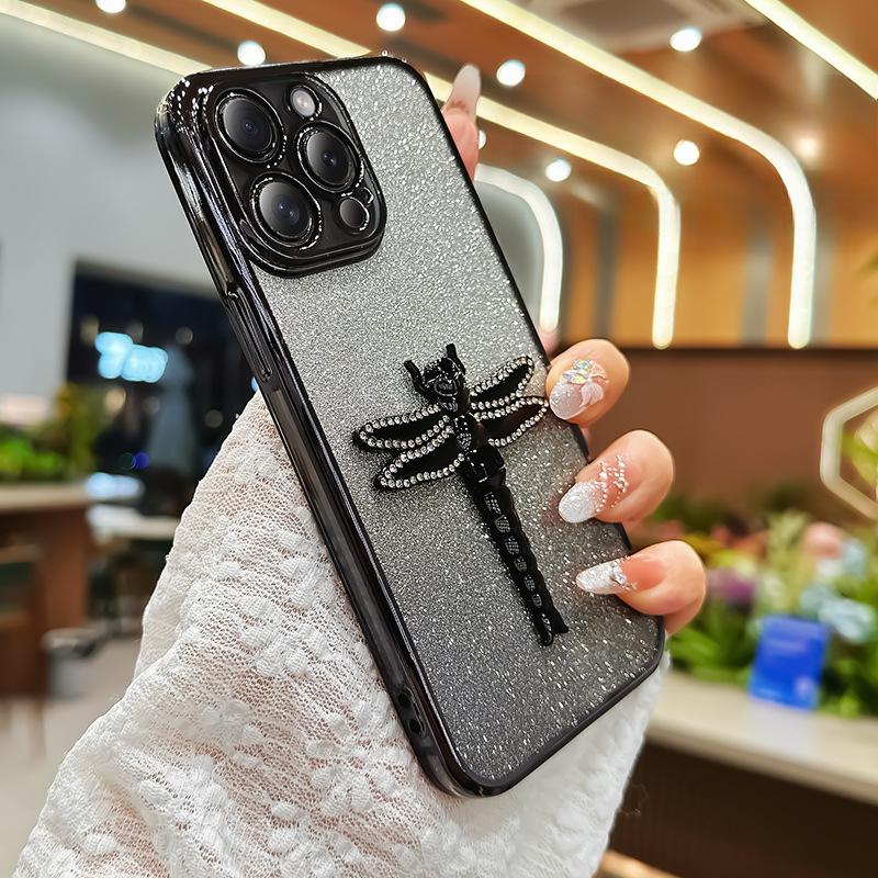 Anwendbar auf Apple 16 Libellenhalter Handyhülle Glitzer IPhone 15 Pro Galvanisiertes TPU Sturzsichere 14 Schutzhülle 13