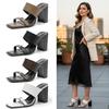 Women's Two Strap Square Open Toe High Block Heels Sandals Dress Pumps Casual Summer Mules Shoes for Weeding Party Chunky Heeled Slides for Women