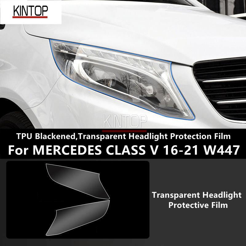 For MERCEDES CLASSE V 16-21 W447 TPU Blackened,Transparent Headlight Protective Film, Headlight Protection, Film Modification