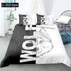 Wolf Tier Bettwäsche Set King Queen Schwarz Weiß Löwe Schlange Tierwelt Polyester Bettbezug Set Für Männer Erwachsene 2/3 Stück