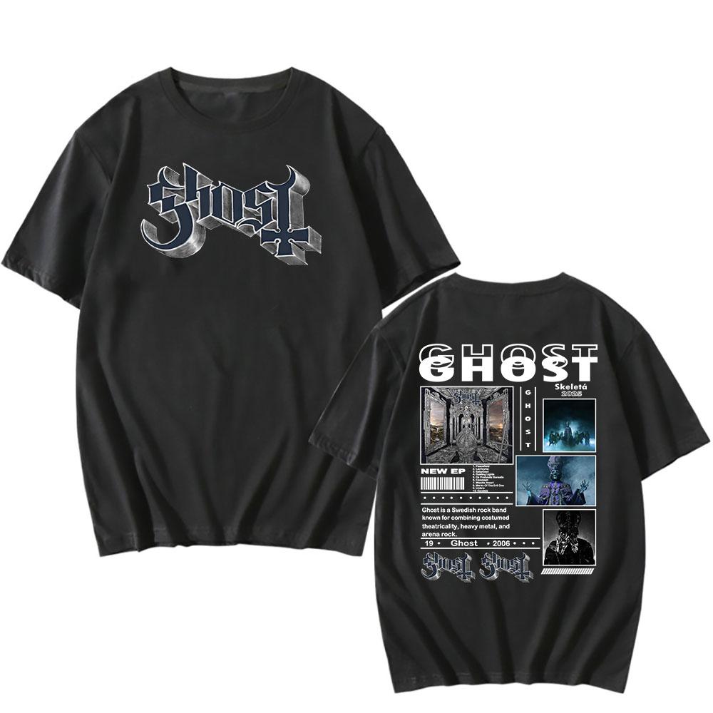 Skeletá Album 2025 New T-shirt Ghost Band Satanized Printing Tshirt Heavy Mental Fashion Summer T Shirt Grunge Hip Hop Tees Male
