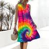 Plus Size V Neck Sleeveless Dress Dappled Sunlight Forest Stream Print For Outdoor Afternoon Rest