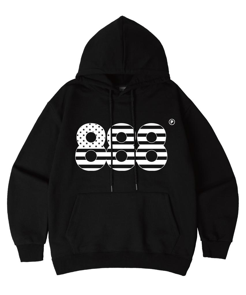 [Fleece-Lined/Non-Fleece-Lined] Black Usa Number.888 Oversized Hoodie 5 Colors (B Type)