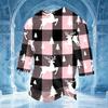 Men's Casual 3/4 Sleeve Neck T-Shirt with Christmas Print Holiday Top