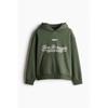 H M Loose Fit Printed Hoodie kHaki Green Five borougHs