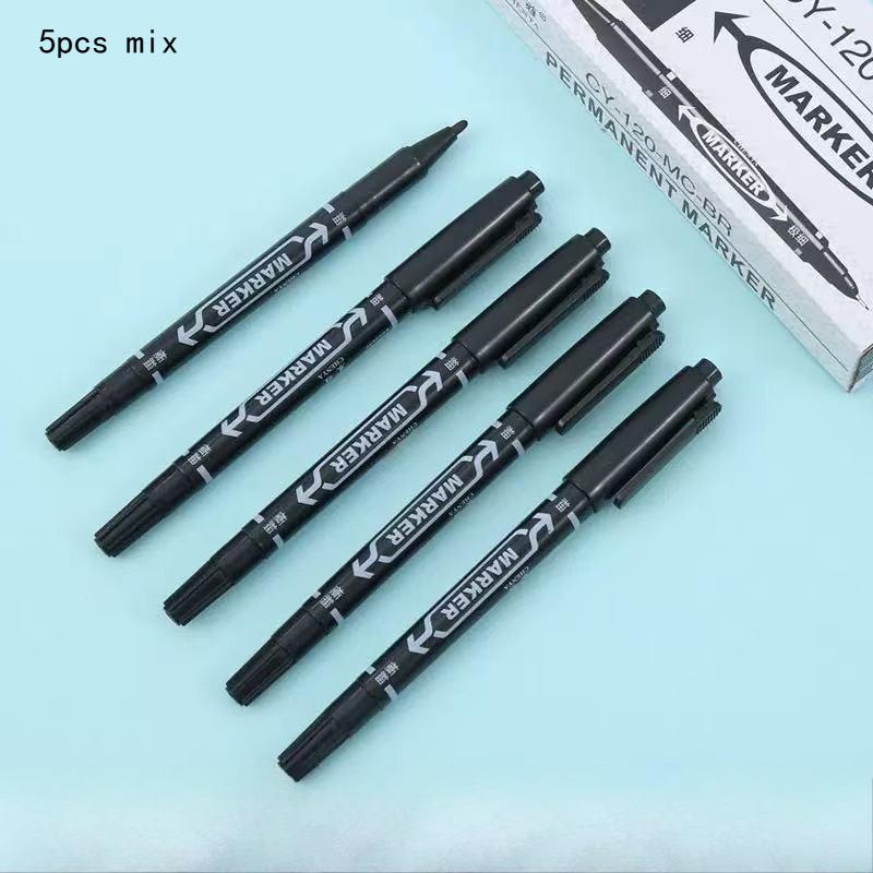 Gift Small Double Headed Marker Oil Based 120 Black Quick Drying Marker Large Capacity Art Painting Hook Pen Wholesale Supplies