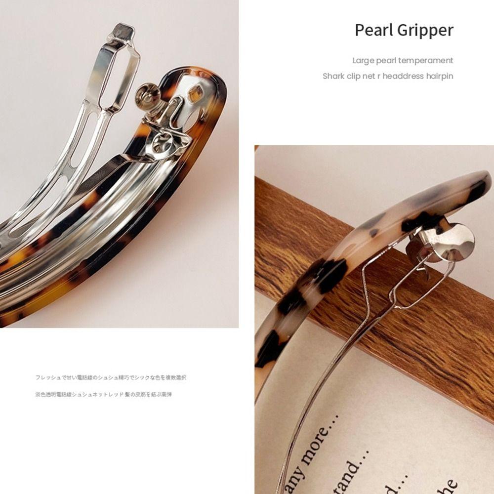 PVC Spring Clip Arc Large Hairpin Creative Leopard Print Hair Clip  Girl