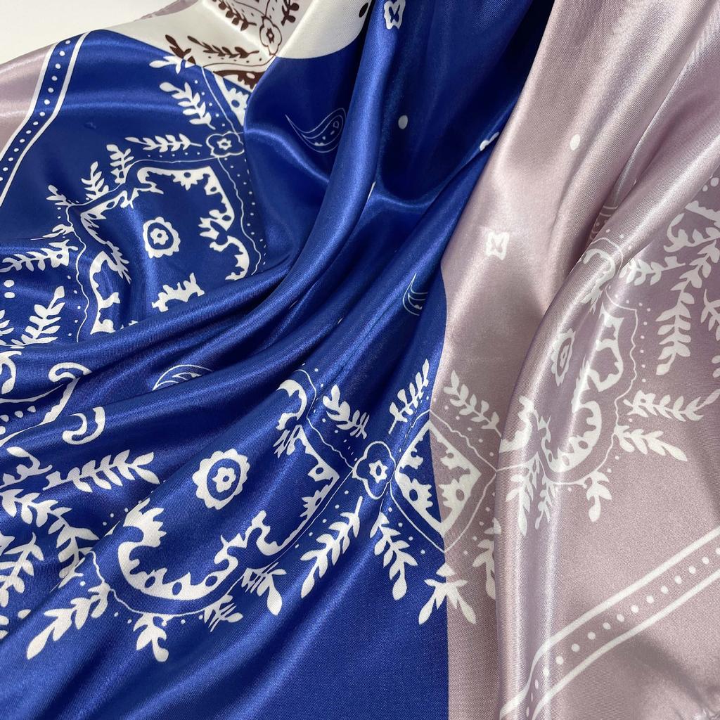 90cm Silk Scarf Women's Satin Large Square Scarf Silk Satin Shawl Cashew Print Turban Scarf