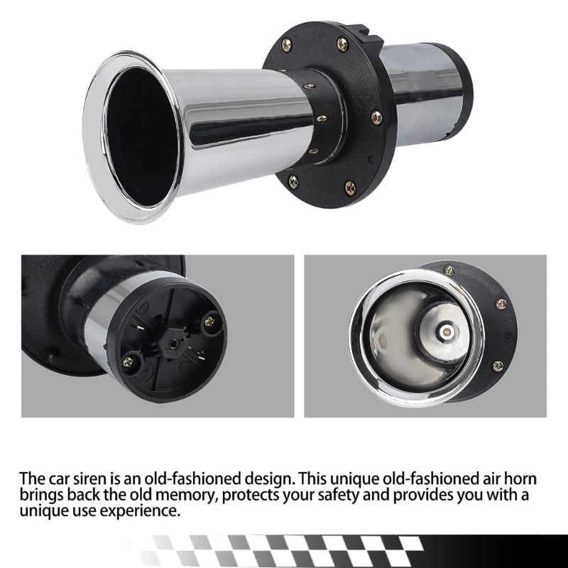 Horn Train Horn for Truck/Car Air Horn Chromes Plated Trumpet Super Loud 110dB for 12V Car Truck Motorbike Boats