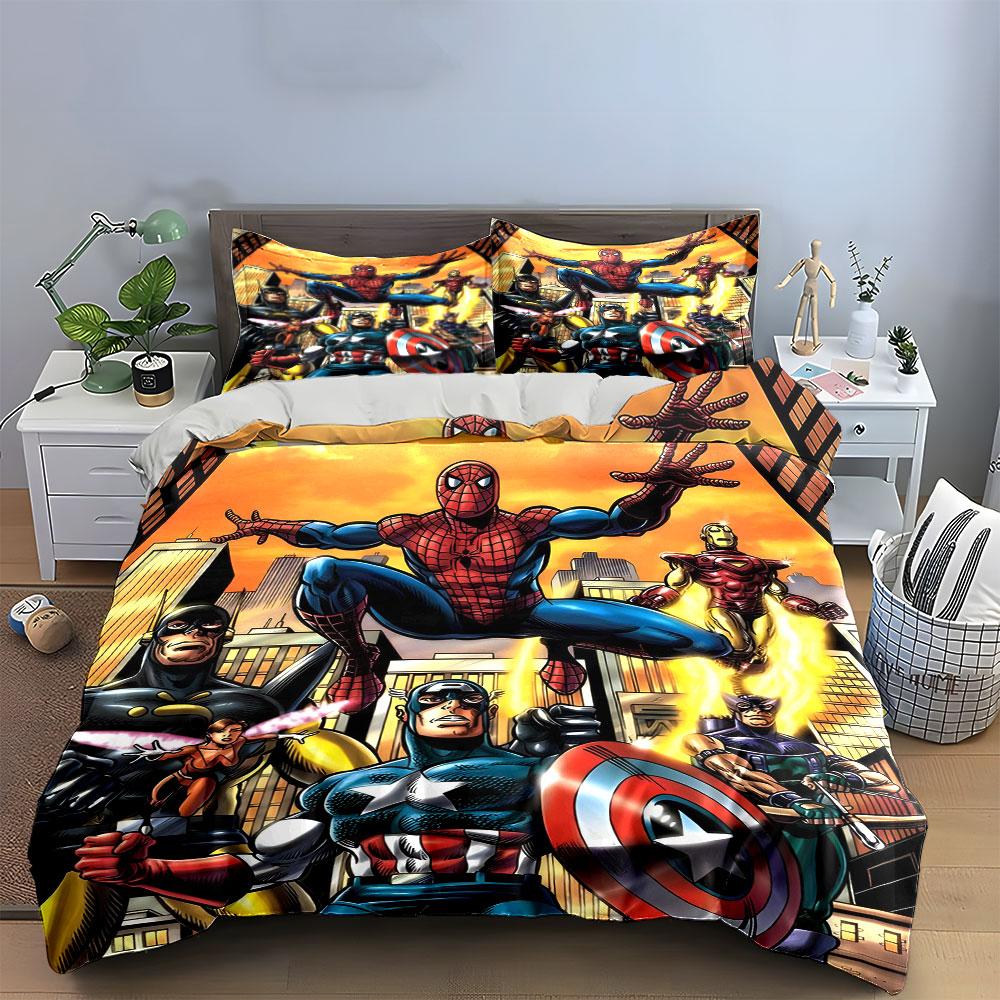 Superheroes In Dynamic Poses. Bedding Sets Duvet Cover Sets Duvet Covers Pillowcases(1 * Duvet Cover 2 * Pillowcases Without Duvet Insert)