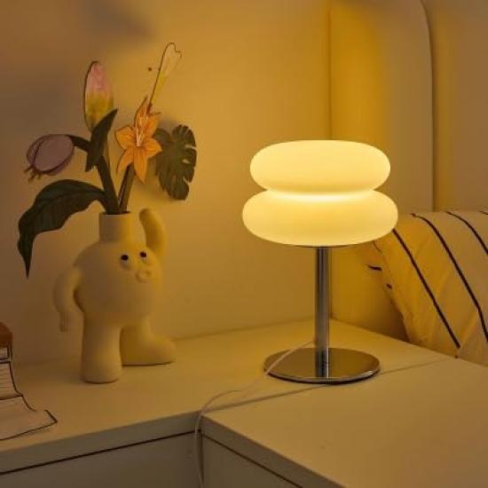 

Plastic Panel Table Lamp - Dimmable USB-Powered Ambient Light for Living Room, Bedroom, Home Office - Ideal for Bedside Table, Tabletop Decor (White)