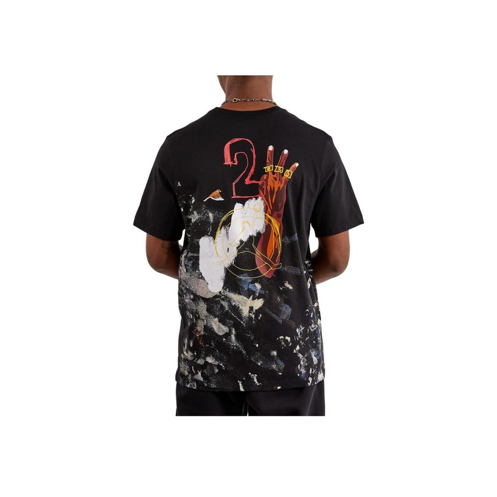 Jordan Pattern Print Round Neck Short Sleeve T-Shirt Unisex Tops Black FB7408-010