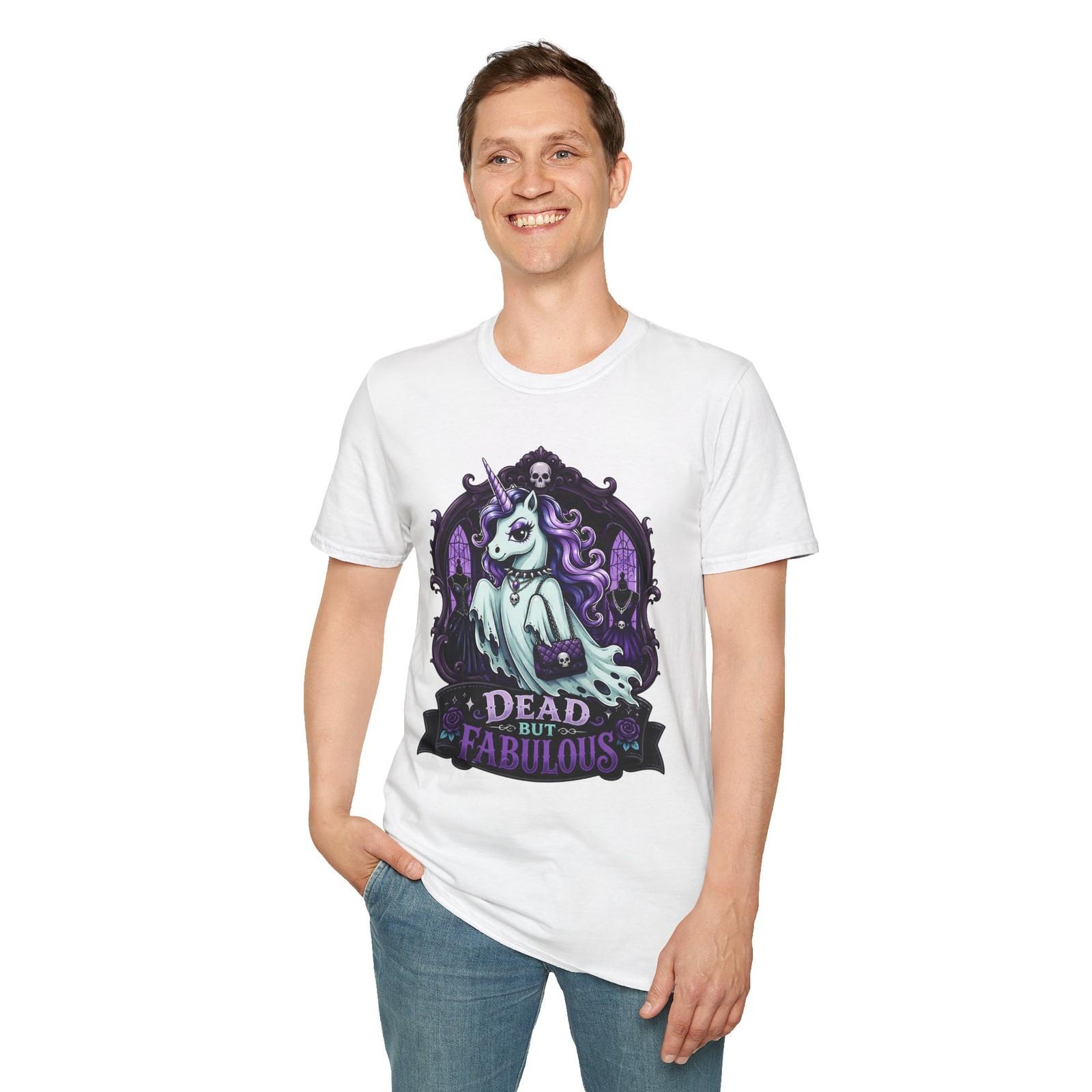 Ghost Unicorn Gothic Halloween Cute Spooky Fantasy Unisex Softstyle T-Shirt S разноцветный