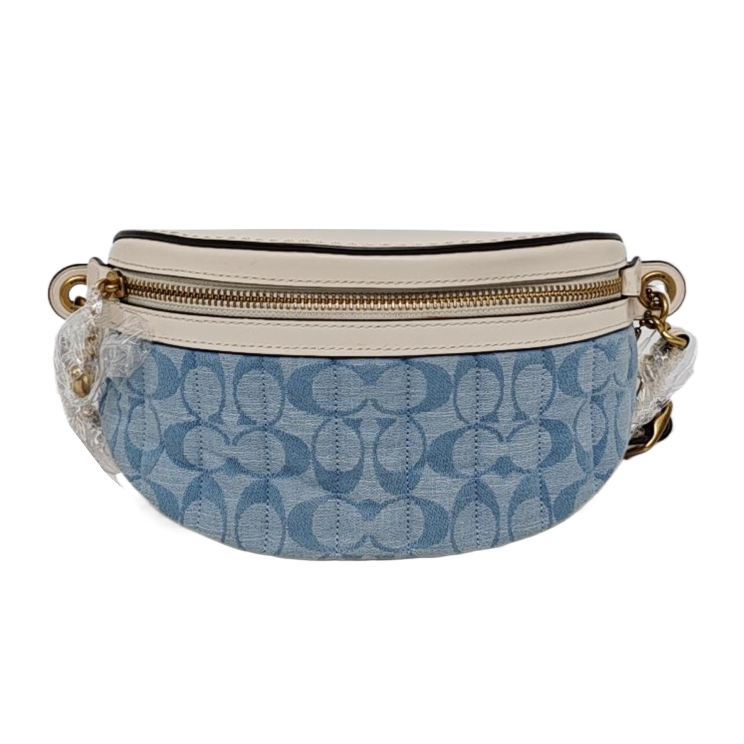 [Pre-Owned] Chain Chambray Floral Quilted Canvas And Leather Shoulder Crossbody Bag - Excellent #231H13 ONE SIZE