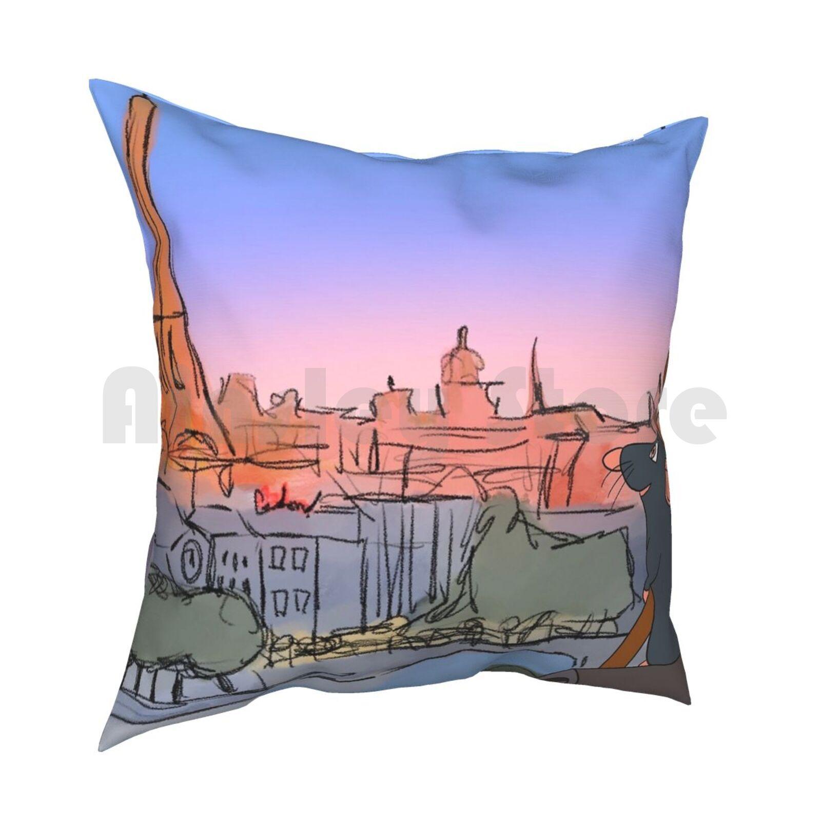 RatatouilleRemy Pillow Case Printed Home Soft Throw Pillow Ratatouille Remy Pixar Paris Rat Rats Food World France 30cmx30cm