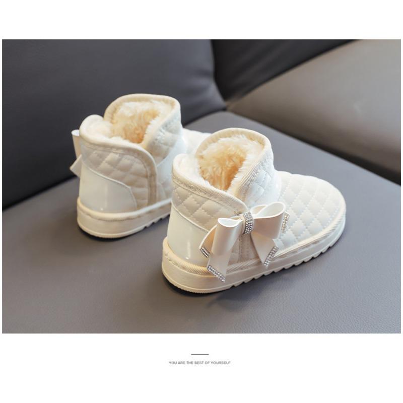 Bottes de neige pour filles avec laine épaissie imperméable antidérapante chaussures en coton pour bébé automne et hiver nouvelles chaussures chaudes pour bébé chaussures pour enfants