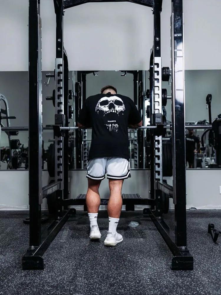 2025 vysoce kvalitní nové fitness tričko do posilovny volné nadměrné bavlněné pánské s krátkým rukávem fitness tričko letní tréninkové běžecké top