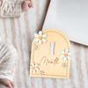 Ornamenti Mensili per Milestone del Bambino, Marcatori di Crescita in Legno con Fiocco 3D e Decorazione Floreale, Cartoncini Mensili per Milestone del Bambino per Foto Ricordo del Bambino