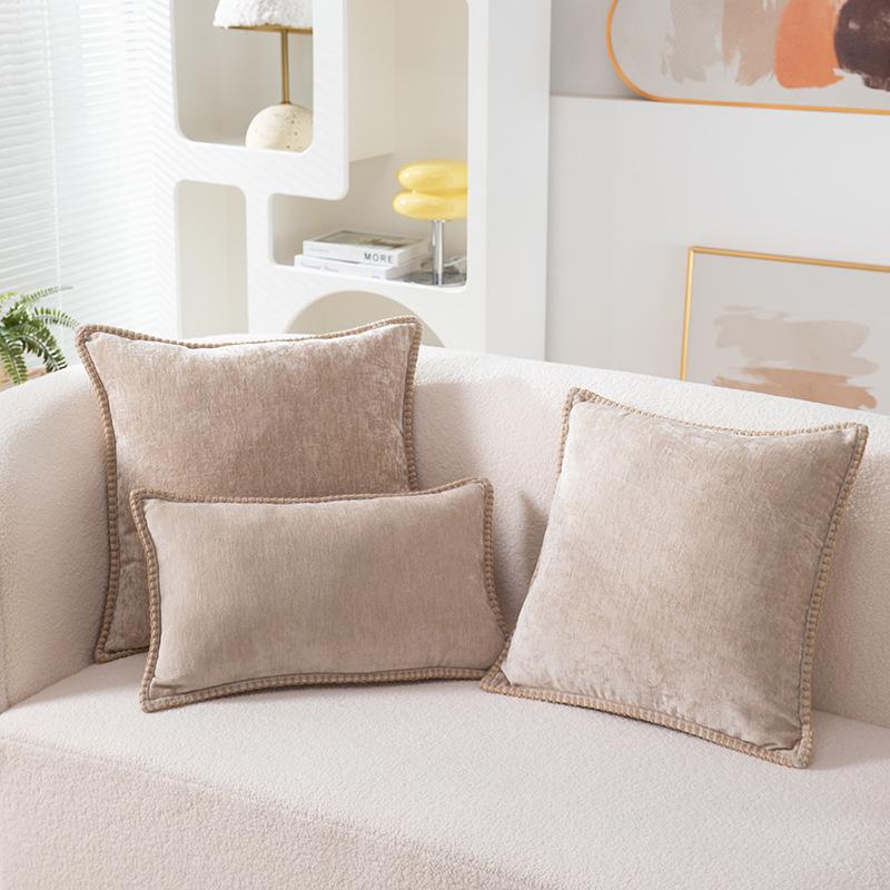 Chenille Edge Pillowcase: Nordic Solid Color Sofa & Bay Window Cushion