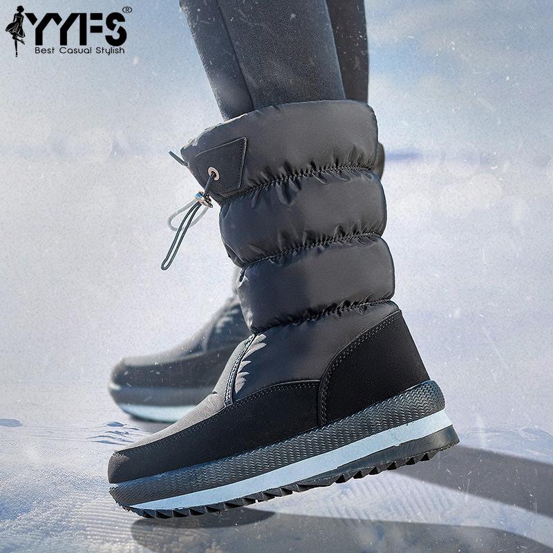 Dámské bavlněné boty ve velkých velikostech, zateplené, ležérní, velké bavlněné boty, zimní sněhule, protiskluzové, voděodolné