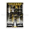Chicago City In Night Metal Sign Club Wall Decor Mural Iron Wall Decor Tin Sign Poster