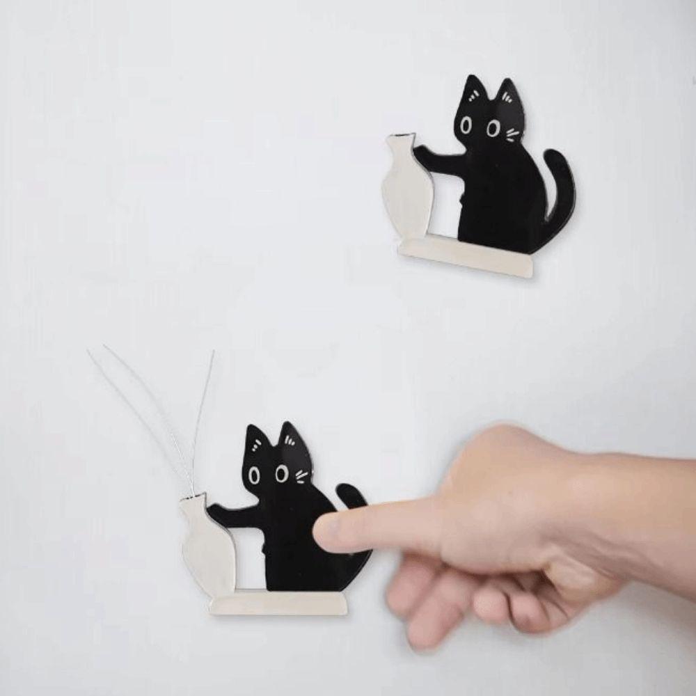 Kreativer Katzenhaarsammler Schwarze Katze Schiebt Kühlschrankmagnet Vasendekor Bürodekoration