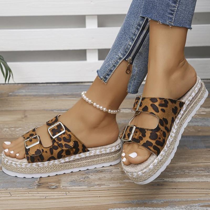 Summer Footwear Comfortable Hemp Rope Light Bubble Bottom Plus Size Fishmouth Sandals Women Thick-soled Slippers Women
