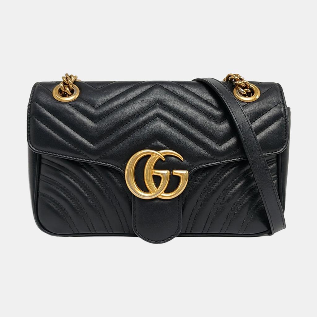 [Pre-Owned] Gucci GG Marmont Small Matelassé Shoulder Bag 'Black' - Good #YYN34G
