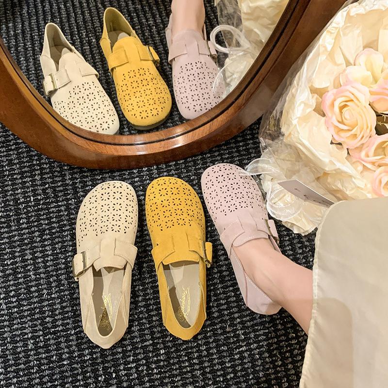 Platform women's summer 2025 new one-pedal hole shoes, pregnant women's single shoes, fashionable versatile casual single shoes