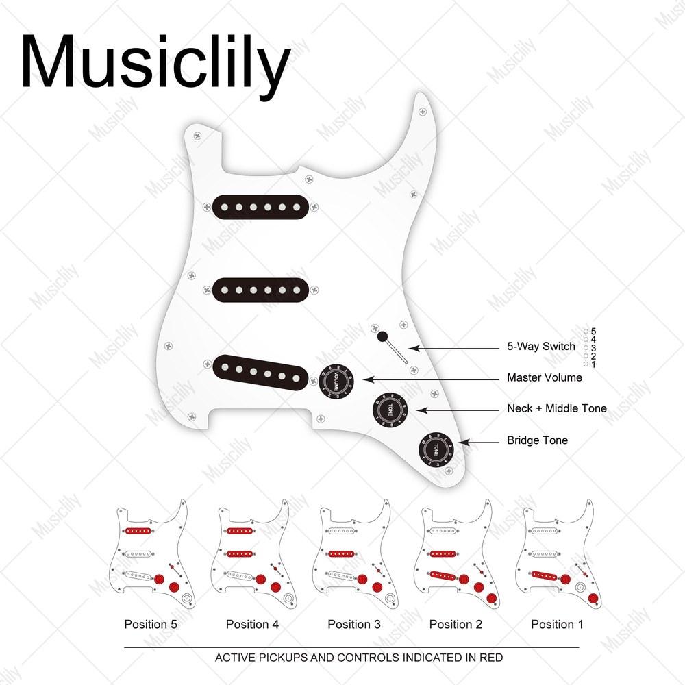 Musiclily Pro SSS Pre-Wired Pickguard for Stratocaster Artec Staggered Alnico 5 Single Coil 3-Ply Mint Green