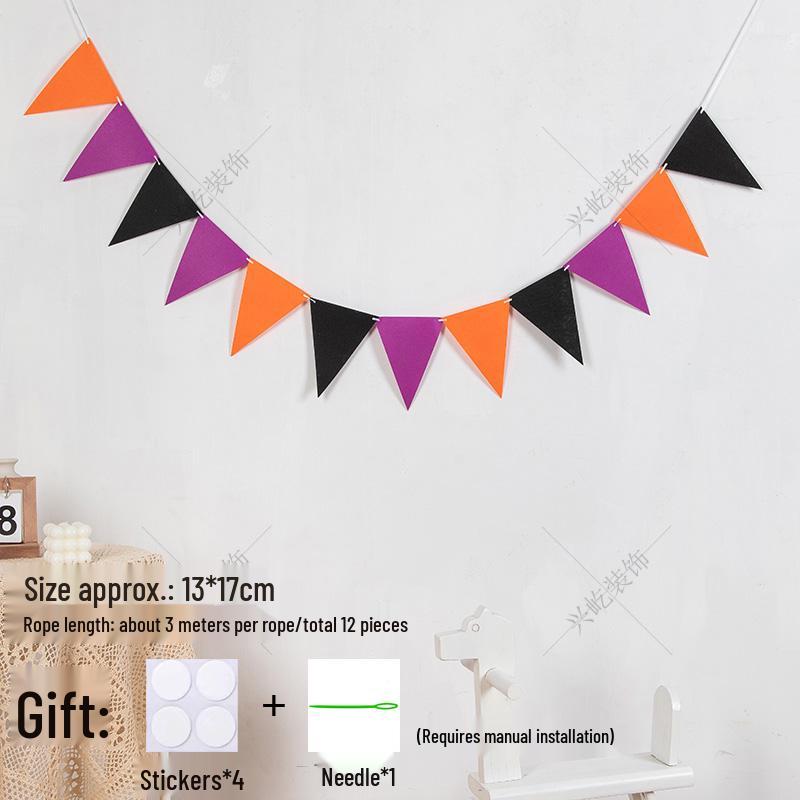 Yellow-Green Felt Pennant Bunting for Kids' Birthday or Kindergarten Decor