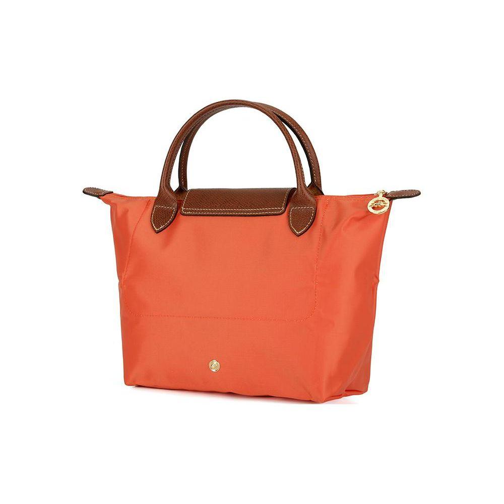 Longchamp Le Pliage Original Minimalist Commuter Logo Embossed Nylon Canvas And Leather Dumpling Tote Bag Small Women Tote Bag Orange 1621089P85