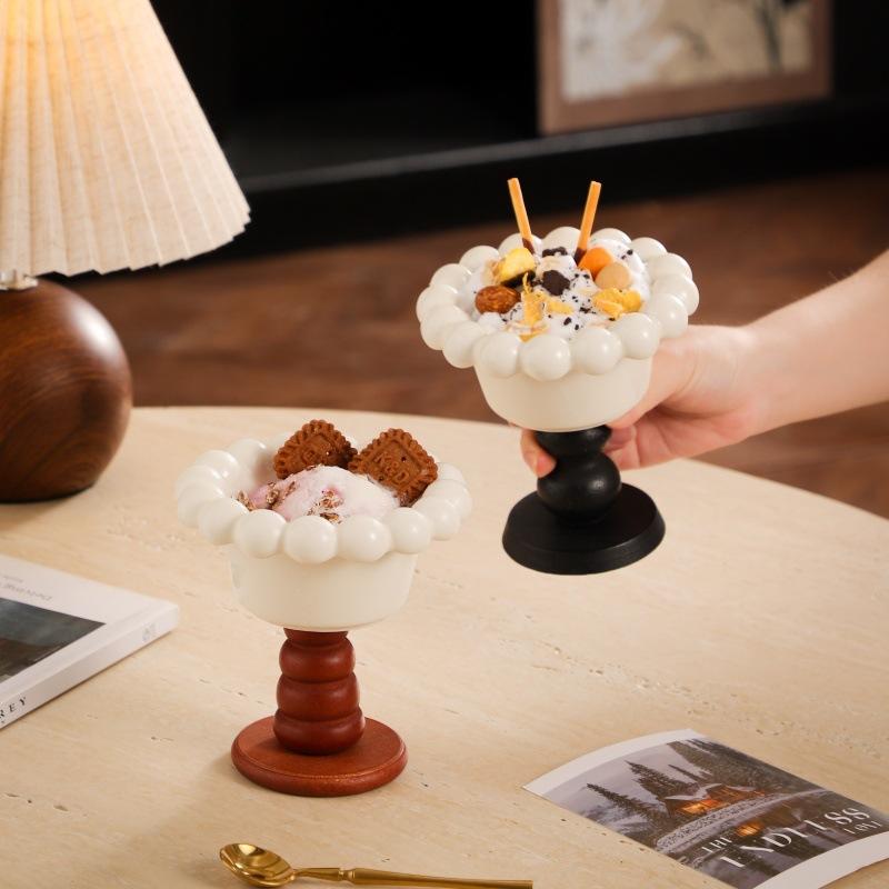 Ins Estetický Pohár na Zmrzlinu Kreativní Keramická Dezertní Miska Jogurtový Puding Pohár na Vysoké Nožce pro Domov